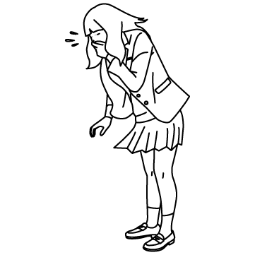 くしゃみする女子高生のサムネイル